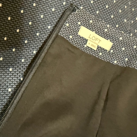 Loft Navy Blue Polka Dot Skirt Size 4 Preppy Business Casual Office - Picture 6 of 7